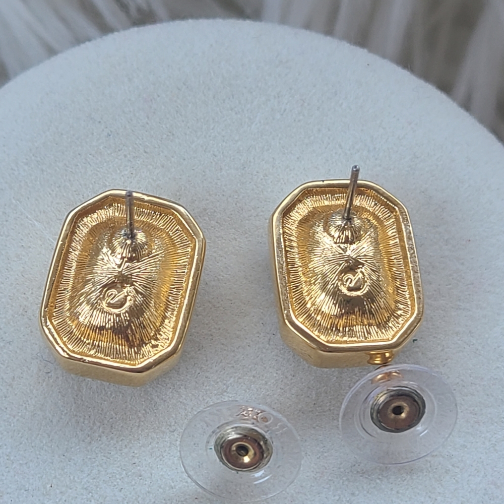 Swarovski Rhodium Plated Gold Toned Earrings- Great Condition - Picture 7 of 8